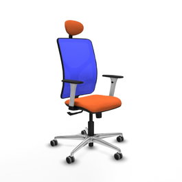 PIQUERAS Y CRESPO Silla de oficina Motilla con mecanismo Sincro, Tela Naranja y Malla Azul