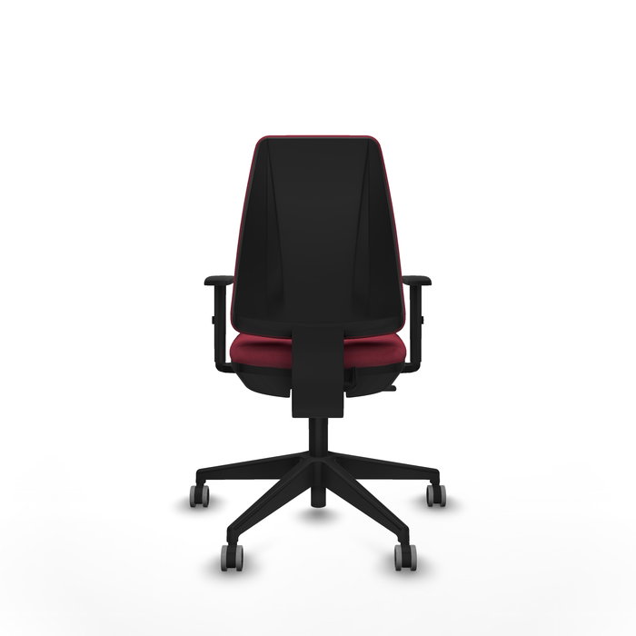 Silla de oficina Elche con mecanismo Contacto permanente básico tapizada con Tela color Granate. Equipada con Base piramidal negra, Brazos 1D y Ruedas 65 mm parqué Silla de oficina Elche con mecanismo Contacto permanente básico tapizada con Tela color Granate. Equipada con Base piramidal negra, Brazos 1D y Ruedas 65 mm parqué