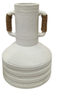 DKD Home Decor Jarrón de Terracota y Ratán con Asas Blanco