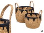 Giftdecor Set 2 Maceteros Filo Negro Natural y Negro 30x32x30 cm Esparto y Algodón (Set de 4)