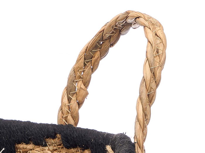Giftdecor Set 2 Maceteros Filo Negro Natural y Negro 30x32x30 cm Esparto y Algodón (Set de 4)