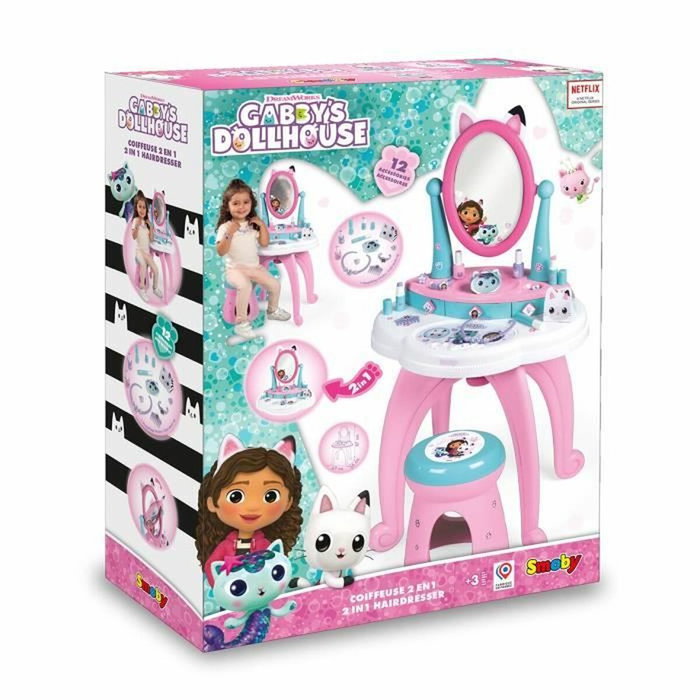 Smoby Gabby y la Casa Mágica Tocador infantil 2 en 1 con taburete y 12 accesorios Smoby Gabby y la Casa Mágica Tocador infantil 2 en 1 con taburete y 12 accesorios