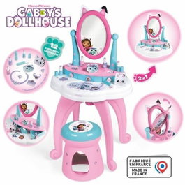 Smoby Gabby y la Casa Mágica Tocador infantil 2 en 1 con taburete y 12 accesorios