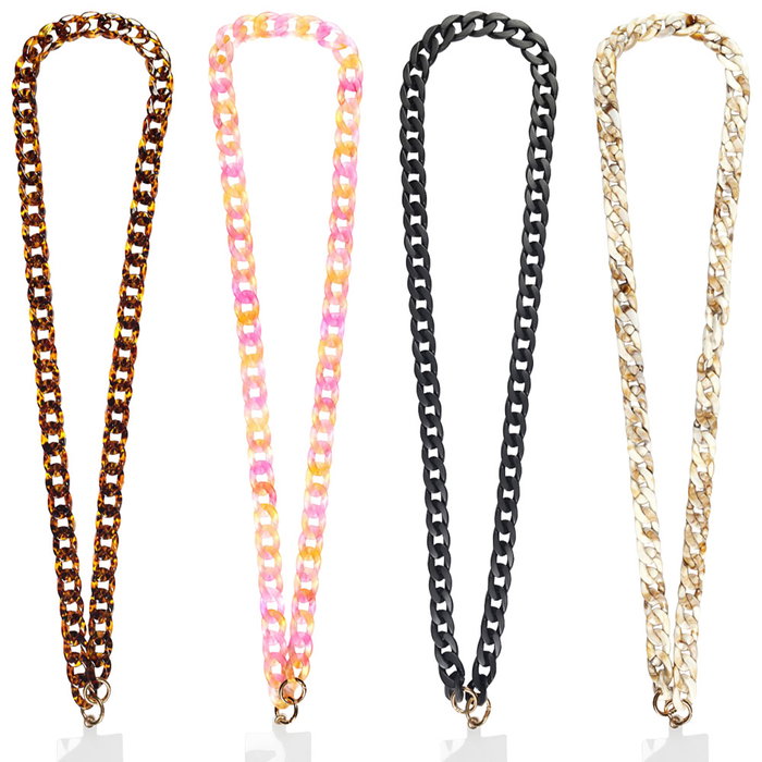 Be Mix Correa Bandolera Móvil Eslabón Pour Elle - Negro, Concha, Leopardo, Golosina - Cadena Grande Desmontable 120cm