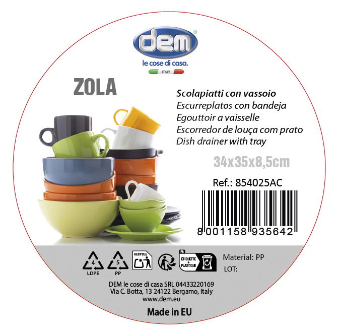 Inde Escurreplatos con Bandeja Zola 33,7 x 35,4 x 8,8 cm Colores (4 Unidades)