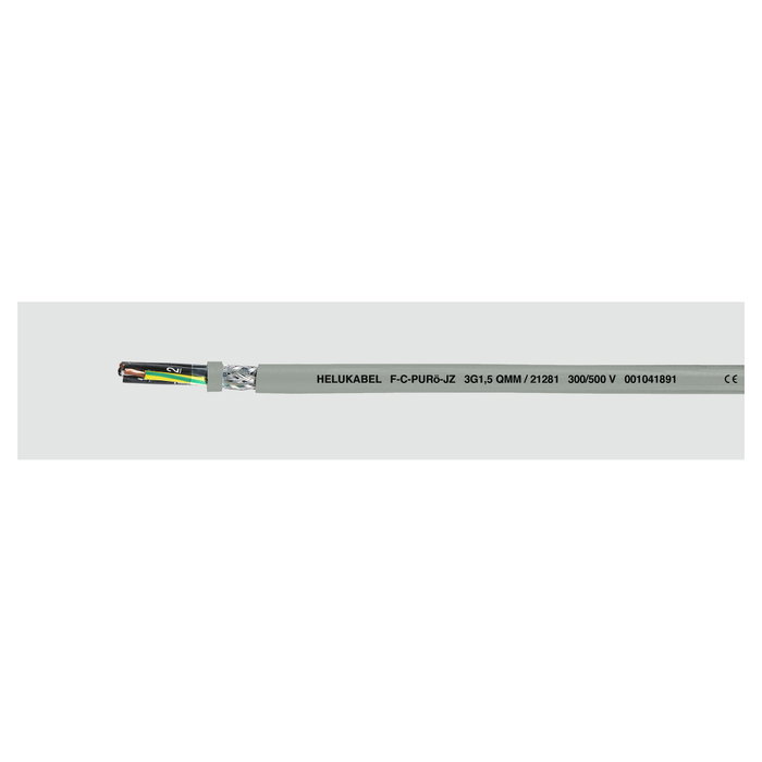 Helukabel HELU F-C-PUR-JZ 5G0,5 21203 Cable de baja tensión Gris 100 m Helukabel HELU F-C-PUR-JZ 5G0,5 21203 Cable de baja tensión Gris 100 m