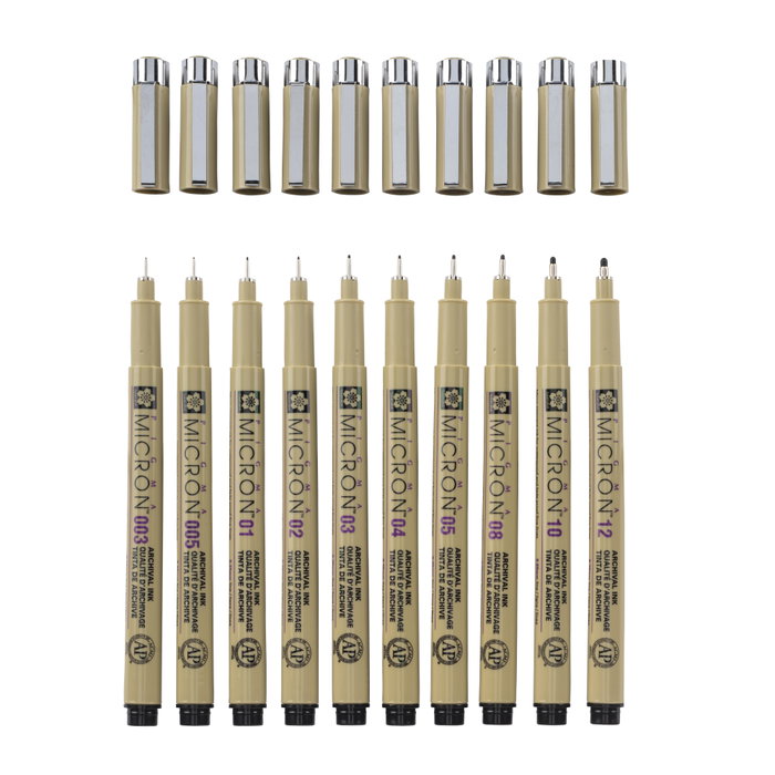 Sakura Pigma Micron Estuche de 10 puntafinas negros Sakura Pigma Micron Estuche de 10 puntafinas negros