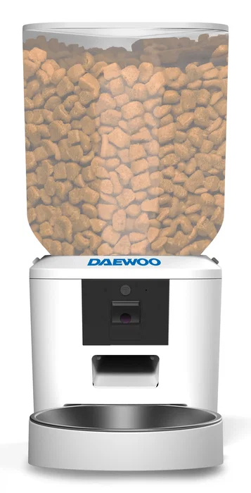 Daewoo D-QQ029-7L Comedero Automático para Mascotas con WiFi y Cámara Full HD, 7 Litros, Blanco, Universal, Interior
