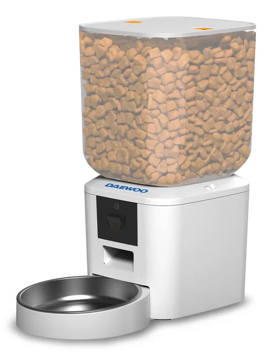 Daewoo D-QQ029-7L Comedero Automático para Mascotas con WiFi y Cámara Full HD, 7 Litros, Blanco, Universal, Interior
