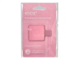 Antartik Portaboligrafos Autoadhesivo Rosa PU 40x40 mm con Banda Elástica