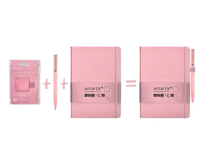 Antartik Portaboligrafos Autoadhesivo Rosa PU 40x40 mm con Banda Elástica