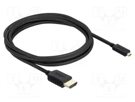 DeLOCK Cable HDMI de Alta Velocidad de HDMI Estándar a Micro HDMI de 3 m, 8K 60 Hz, Negro