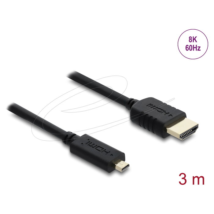 DeLOCK Cable HDMI de Alta Velocidad HDMI a Micro HDMI 8K 60 Hz 3 m