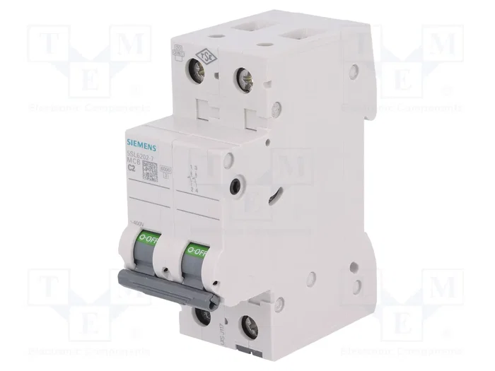 SIEMENS 5SL6202-7 Interruptor magnetotérmico 2A 2 polos C SIEMENS 5SL6202-7 Interruptor magnetotérmico 2A 2 polos C
