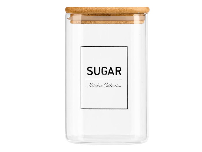 Vivalto Bote Cuadrado Borosilicato Tapa Bambú Sugar 1,2L 10.2x15.7x10.2 cm (Set de 12)