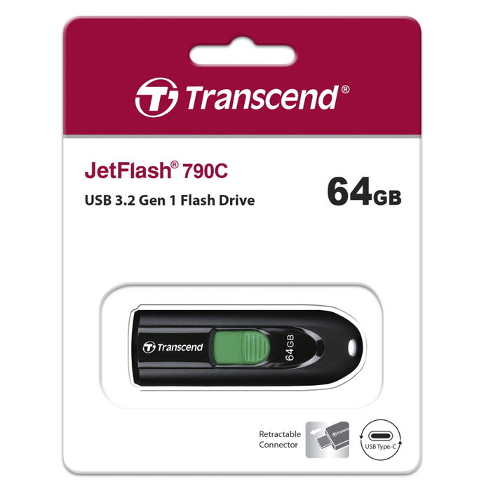 Transcend JetFlash 790C 64 GB USB 3.2 Tipo-C Negro Transcend JetFlash 790C 64 GB USB 3.2 Tipo-C Negro
