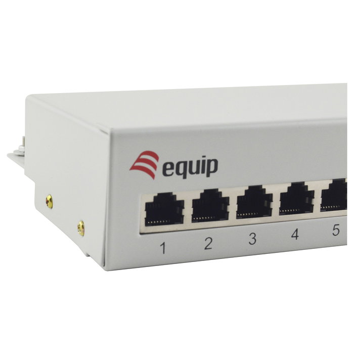 EQUIP 227363 Patch Panel RJ45 Cat6 FTP 12 Puertos Gigabit Ethernet 1U, Blanco - Certificado RoHS