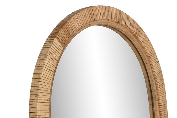 DKD Home Decor Espejo Vestidor Scandi Natural Ratán y Cristal 48 x 150.5 x 46.5 cm (Espejo 40x120 cm)