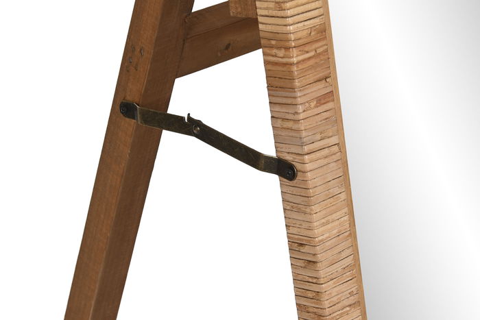 DKD Home Decor Espejo Vestidor Scandi Natural Ratán y Cristal 48 x 150.5 x 46.5 cm (Espejo 40x120 cm)