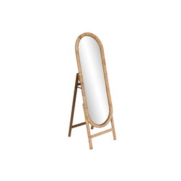 DKD Home Decor Espejo Vestidor Scandi Natural Ratán y Cristal 48 x 150.5 x 46.5 cm (Espejo 40x120 cm)