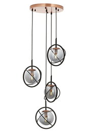 Opviq Lámpara de Araña Av-1850-4T-Bsy Metal Cristal Negro Bronce 120cm 35cm 4xE14 Elegante Sofisticada