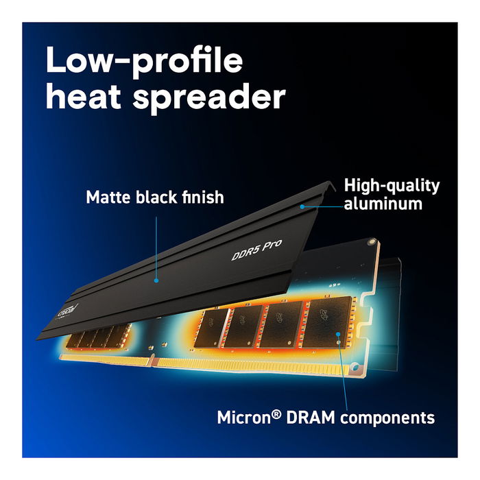 Crucial CP2K64G56C46U5 Memoria RAM DDR5 128GB (2x64GB) 5600MHz CL46 UDIMM con Disipador Térmico