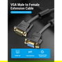 Vention Cable Alargador SVGA Macho - Hembra 3m Negro con Filtro de Ferrita