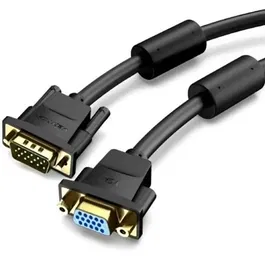 Vention Cable Alargador SVGA Macho - Hembra 3m Negro con Filtro de Ferrita