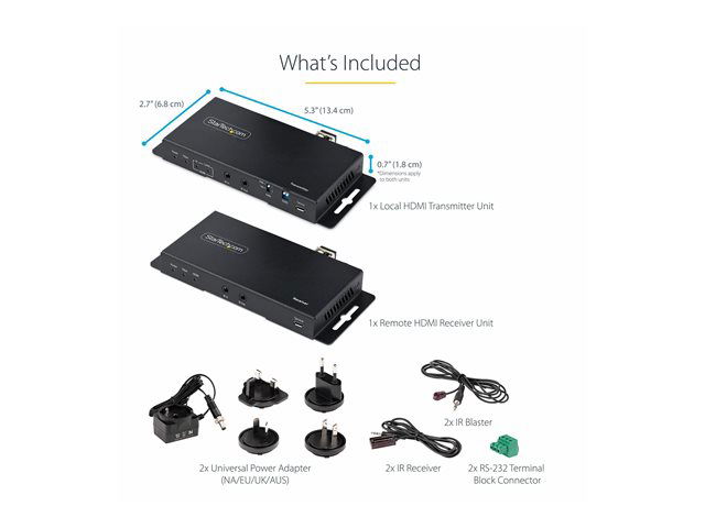 StarTech.com Extensor Kit HDMI 4K sobre Fibra - 4KHDEXEXT - Hasta 1 km - Alcance por Fibra Óptica, Transmisión 4K60, HDR, HDCP 2.2, Audio 7.1, RS-232, IR