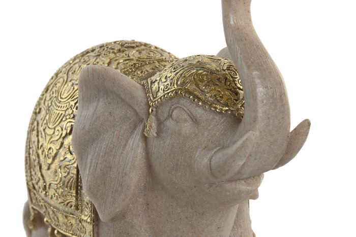 DKD Home Decor Figura de Elefante en Resina Beige y Dorado DKD Home Decor Figura de Elefante en Resina Beige y Dorado