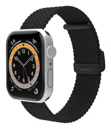 Celly WBANDBRAIDEDBK Banda Trenzada Correa Compatible con Apple Watch 42 mm, 44 mm y 45 mm - Negro
