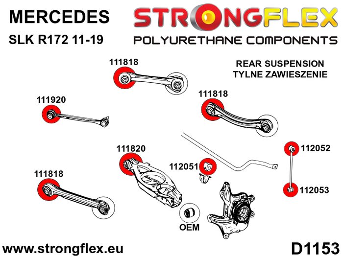 StrongFlex STF112052A Bieleta Bushing Trasero Stabilizer para Mercedes SLK R172 (A1723200089)