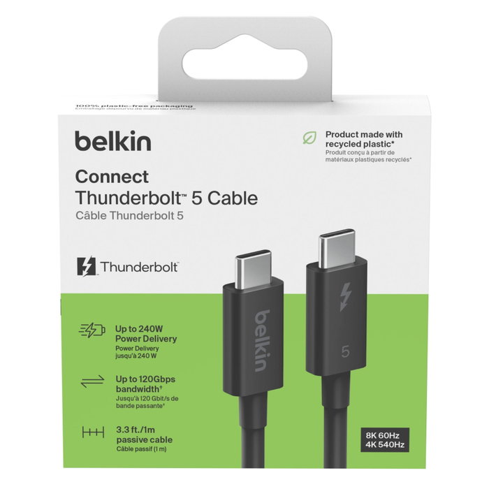 Belkin Thunderbolt 5 Cable 1m 80Gbps 240W