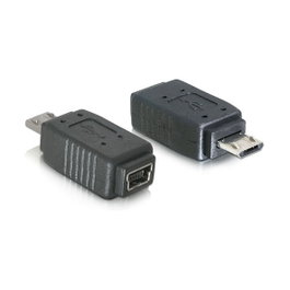 DeLOCK Adaptador USB micro-B Macho a mini USB 5-pin Hembra, Conector para Carga y Datos, Negro