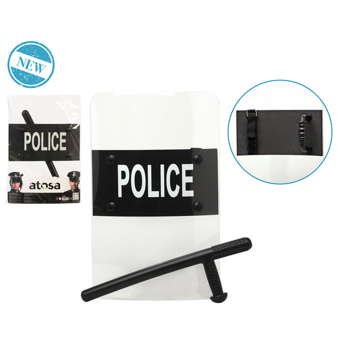 Atosa Set Policía Antidurbios con Escudo y Porra - 42x27 cm