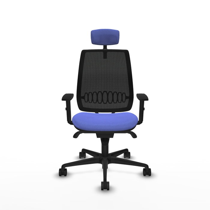 PIQUERAS Y CRESPO Silla de oficina Alares con mecanismo sincro, malla negra y acabado Bali azul claro PIQUERAS Y CRESPO Silla de oficina Alares con mecanismo sincro, malla negra y acabado Bali azul claro