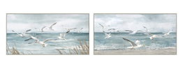 DKD Home Decor Cuadro Lienzo Gaviotas Set de 2 Unidades 140x70 cm