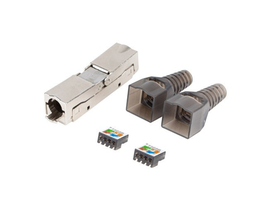 LANBERG PL2SA-6000TL Conector RJ-45 de Metal y ABS, Color Plata y Transparente, Paquete de 2 Piezas