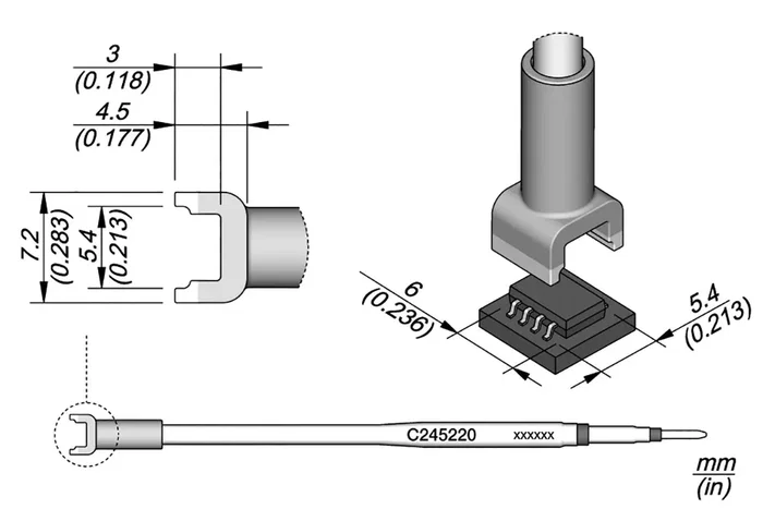 JBC TOOLS C245220 Punta de soldadura especial y prolongada 5,4x6mm