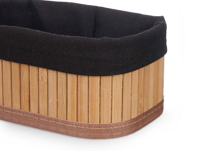 Kipit Set 3 Organizadores de Bambú y Tela Negro 25x20x9 cm con Organizador Pequeño 17x11x8 cm (Set de 12)