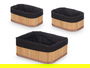 Kipit Set 3 Organizadores de Bambú y Tela Negro 25x20x9 cm con Organizador Pequeño 17x11x8 cm (Set de 12)