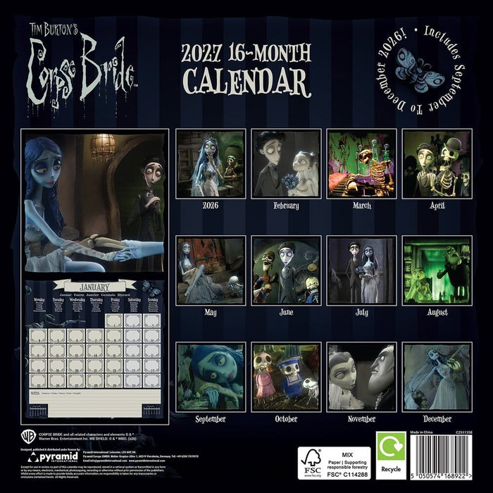 Pyramid International Calendario Corpse Bride 2027 de 30 x 30 cm