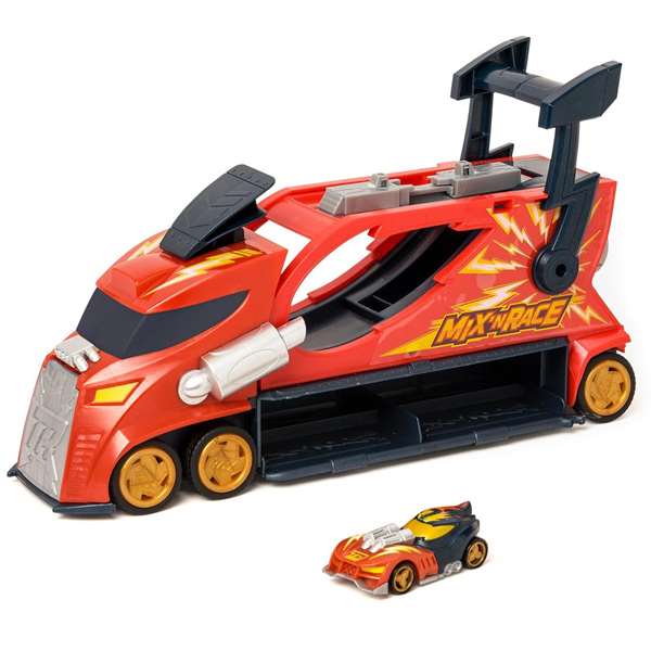 Camion thunder truckt-racers mix ‘n race transporta y lanza coches incluye coche exclusivo. 23x35x12cm