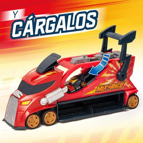Camion thunder truckt-racers mix ‘n race transporta y lanza coches incluye coche exclusivo. 23x35x12cm