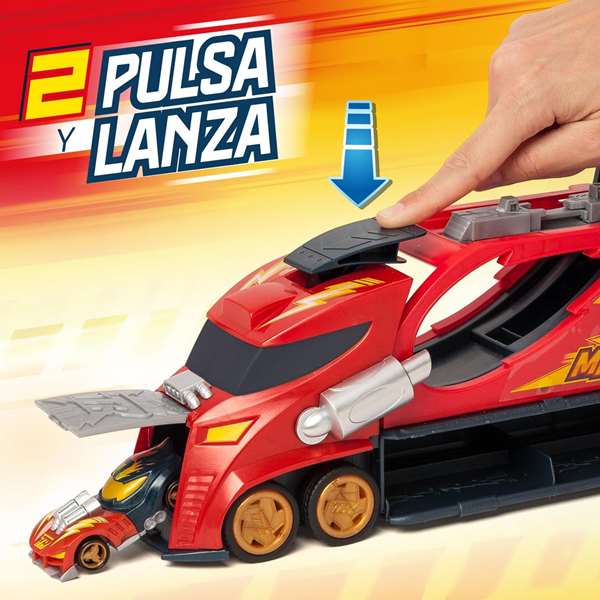 Camion thunder truckt-racers mix ‘n race transporta y lanza coches incluye coche exclusivo. 23x35x12cm