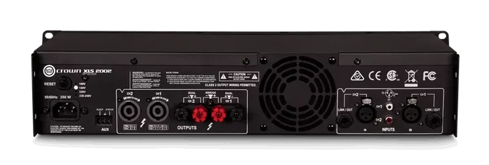 CROWN XLS 2002 Amplificador Clase D DriveCore 11 lb Filtro Paso Banda Peakx Limitadores Entradas XLR 1/4 RCA Sistema Cruzado PureBand