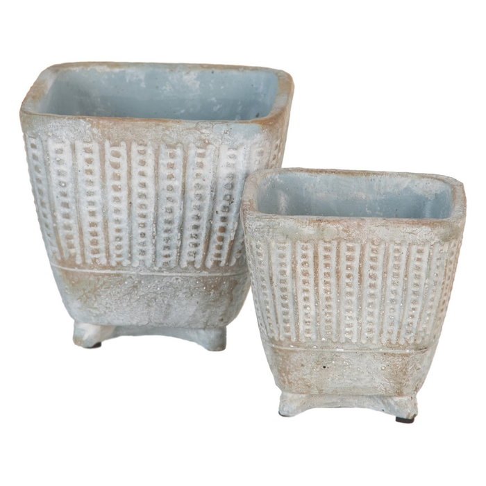 Macetero Cemento Decoración 16,50 X 16,50 X 15,50 cm (Set de 2)