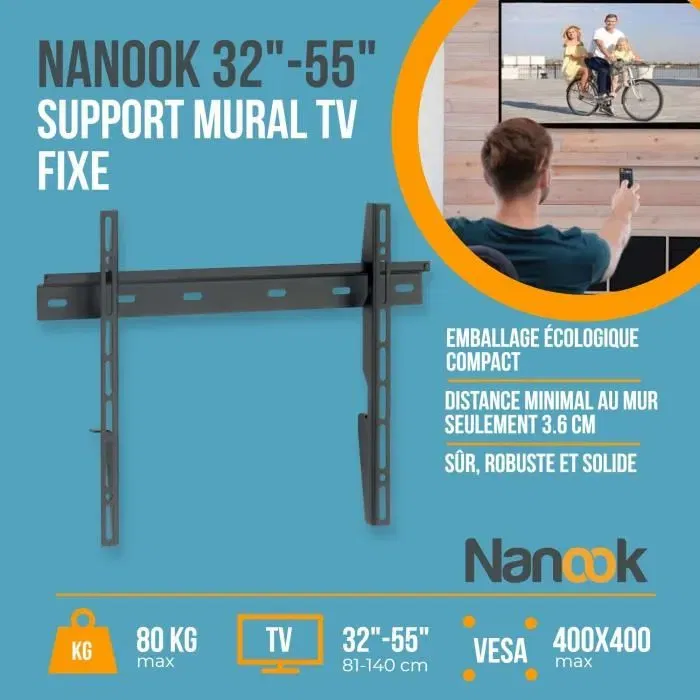 Nanook Soporte de pared para TV Ultraplano 32-55" LCD/OLED Negro AUC8712285345326