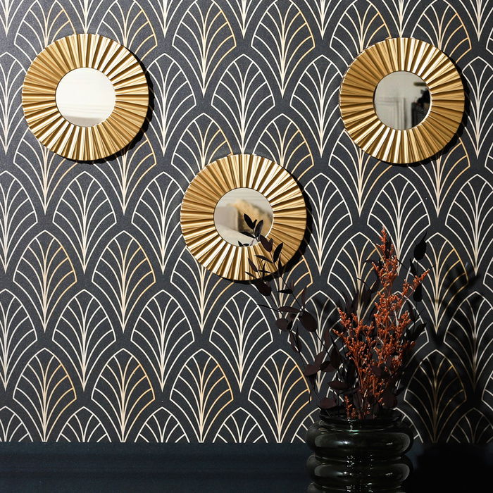 Home Deco Factory Juego de 3 Espejos Redondos Colección Mirage, 19 cm