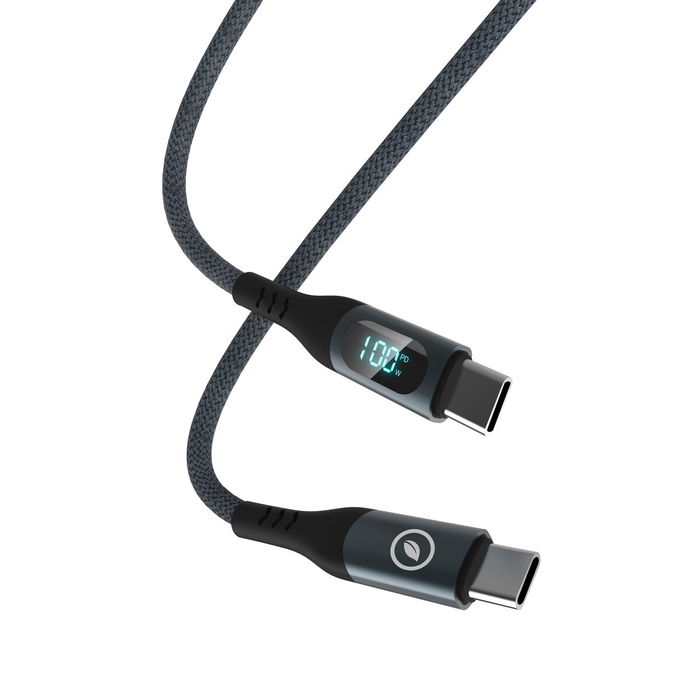 muvit for change cable Tipo C a Tipo C 100W con pantalla LCD gris